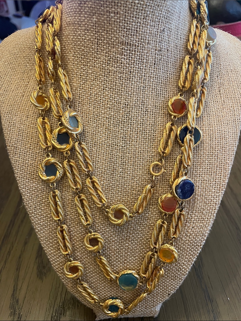 Long multi semiprecious stones necklace